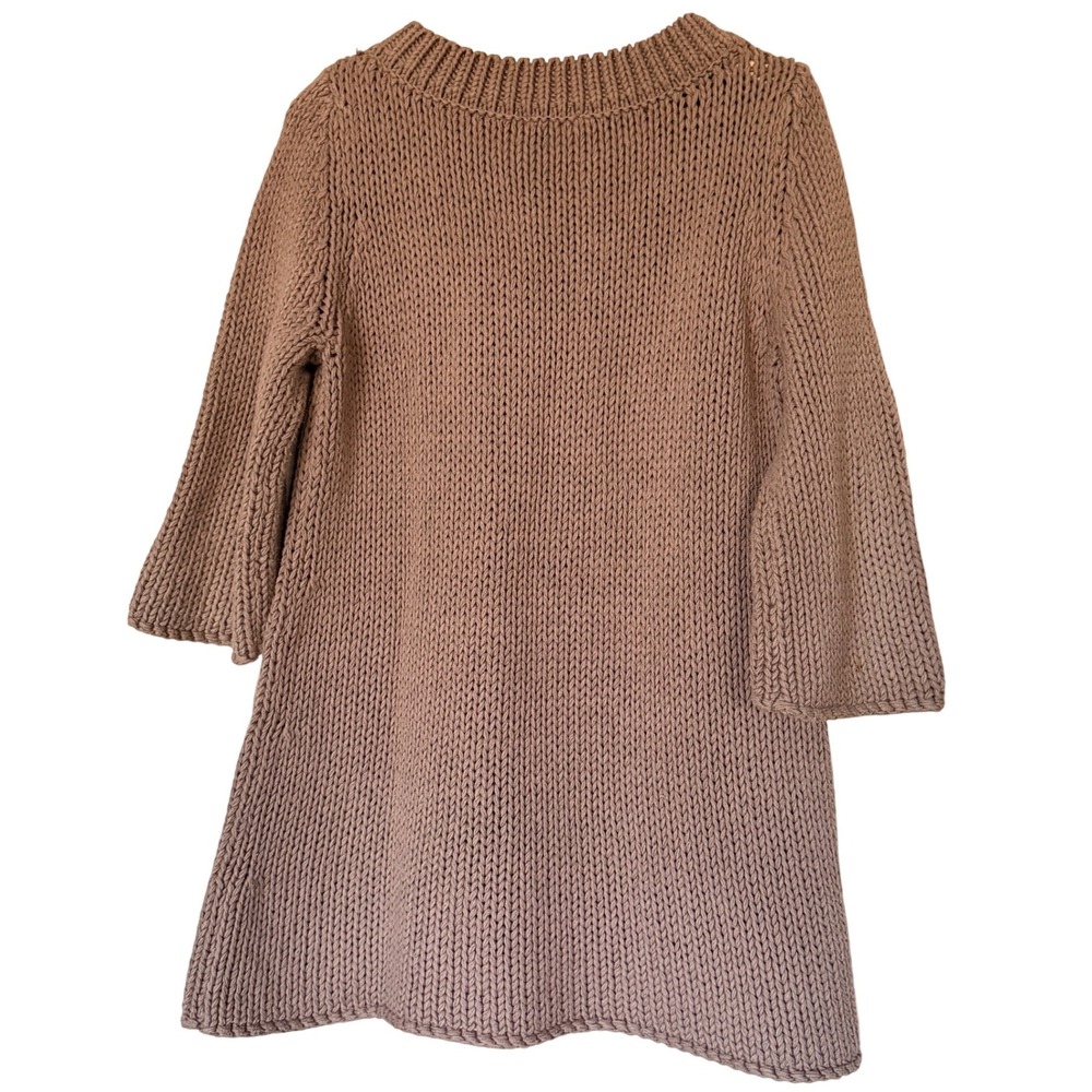 Soft Surroundings Brown Chunky Knit A-Line Tunic Sweater Bell Sleeve Womens Sz M - Picture 5 of 8